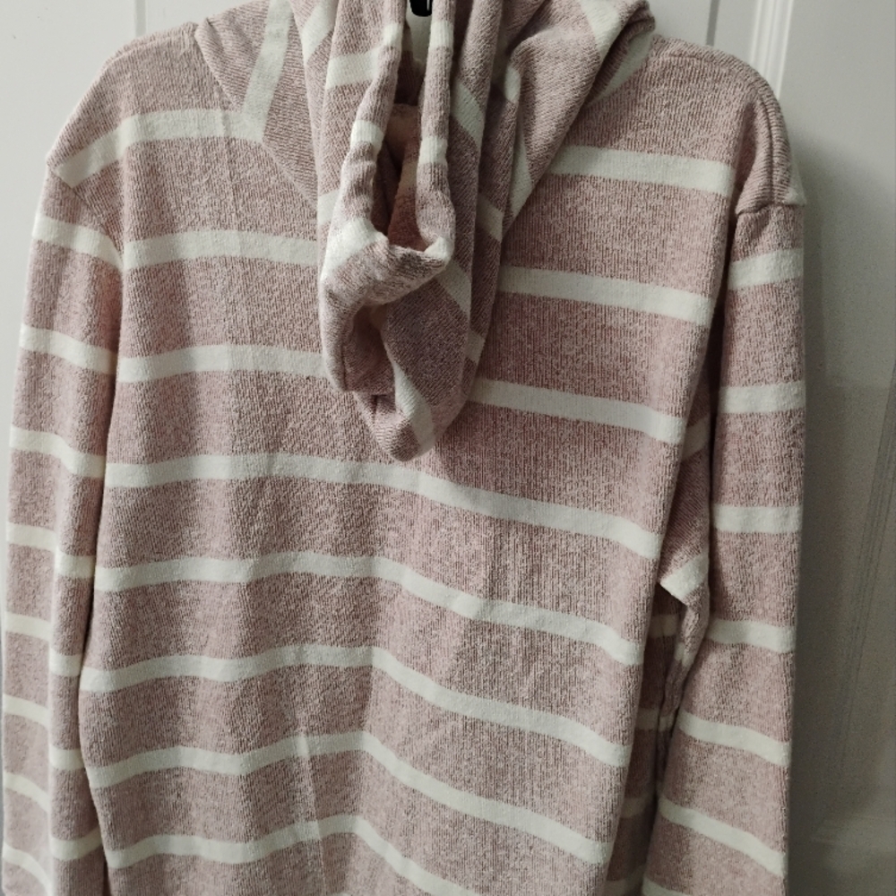White and Pink Cowl & Turtleneck Sweater
